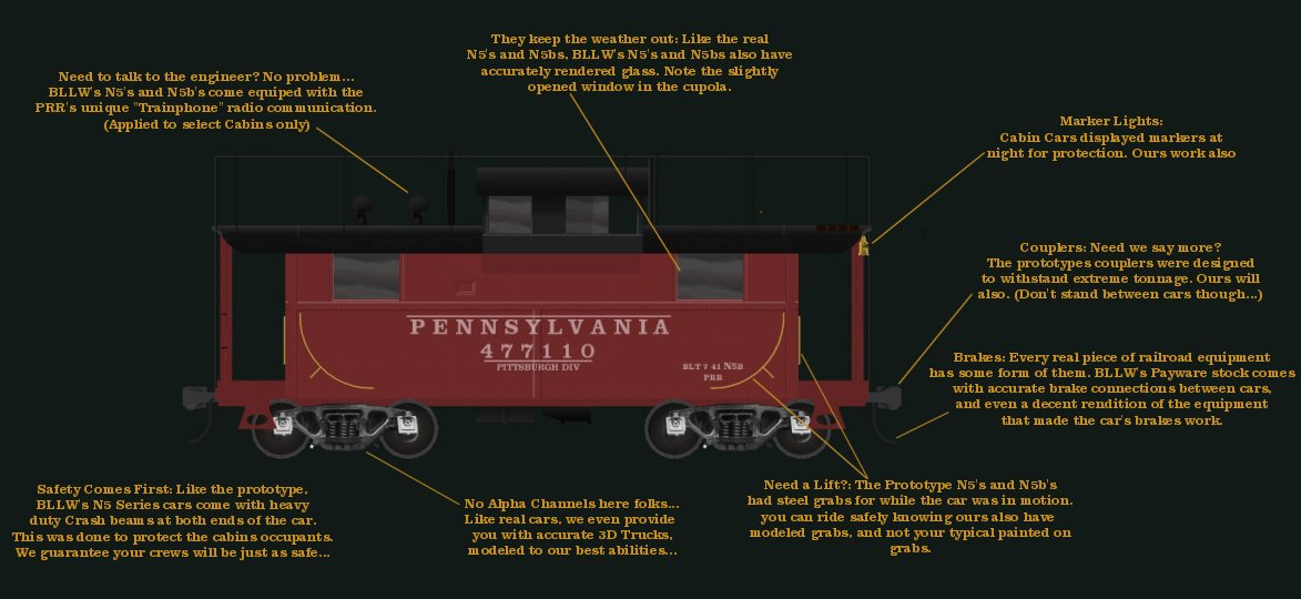 BLLW006- PRR, PC, and Conrail N5 / N5b Cabin Cars